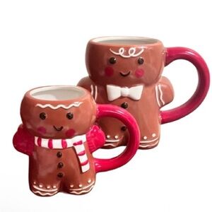 NEW - Set of 2- "Daddy & Me" Matching Christmas Gingerbread Man Mugs.